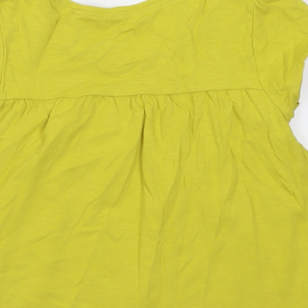 NEXT Girls Green  Cotton Basic T-Shirt Size 3-4 Years Crew Neck Pullover
