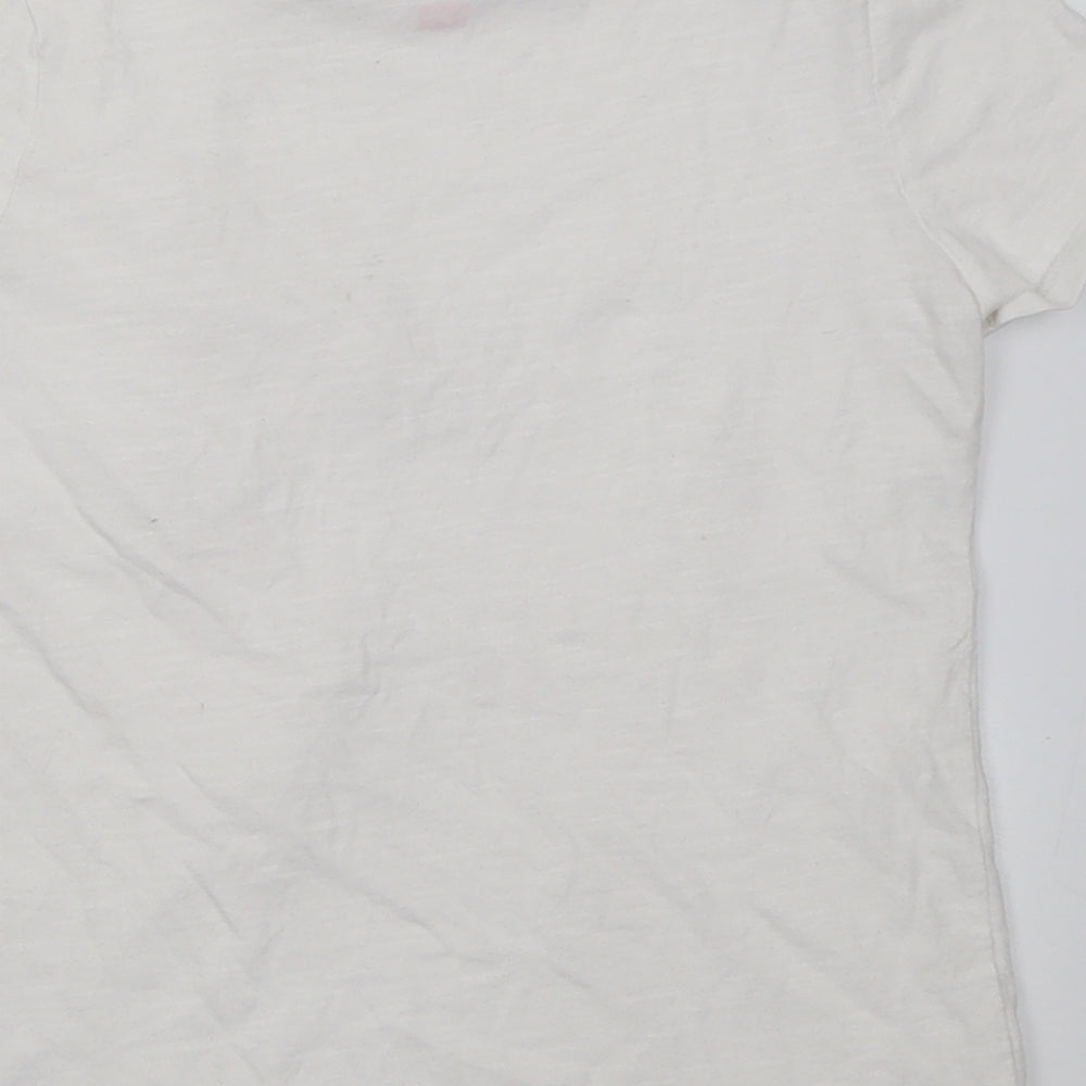 F&F Girls White  Cotton Basic T-Shirt Size 7-8 Years Crew Neck Pullover