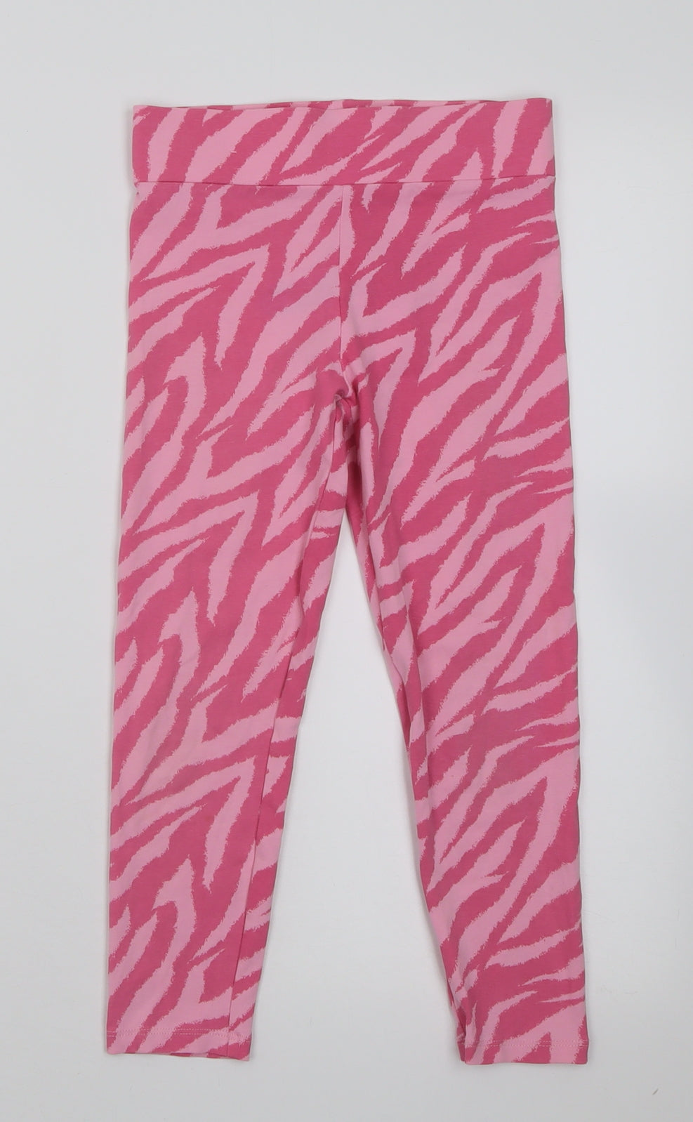 George Girls Pink Animal Print Cotton Capri Trousers Size 7-8 Years  Regular Pullover
