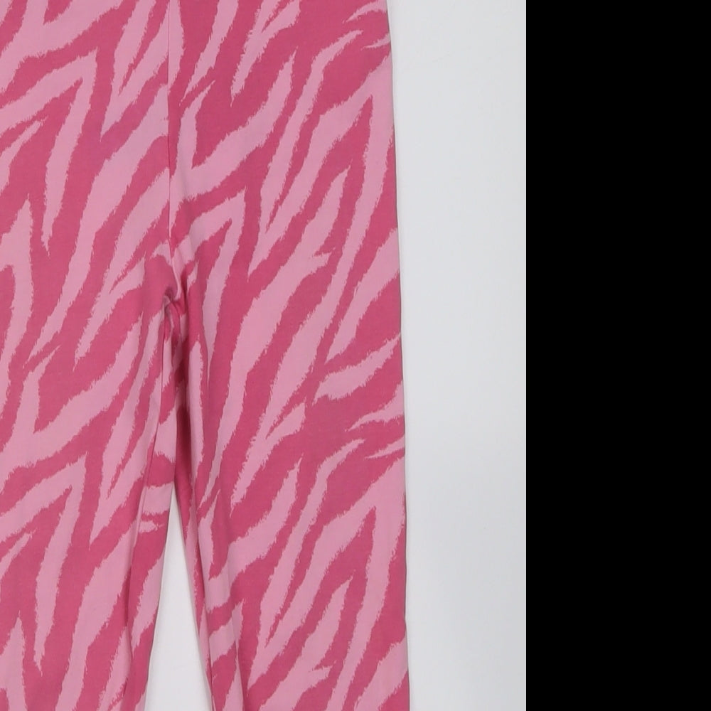 George Girls Pink Animal Print Cotton Capri Trousers Size 7-8 Years  Regular Pullover