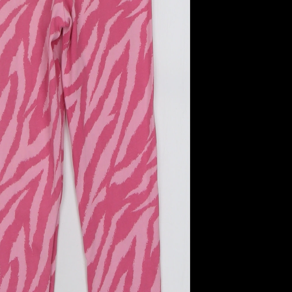 George Girls Pink Animal Print Cotton Capri Trousers Size 7-8 Years  Regular Pullover