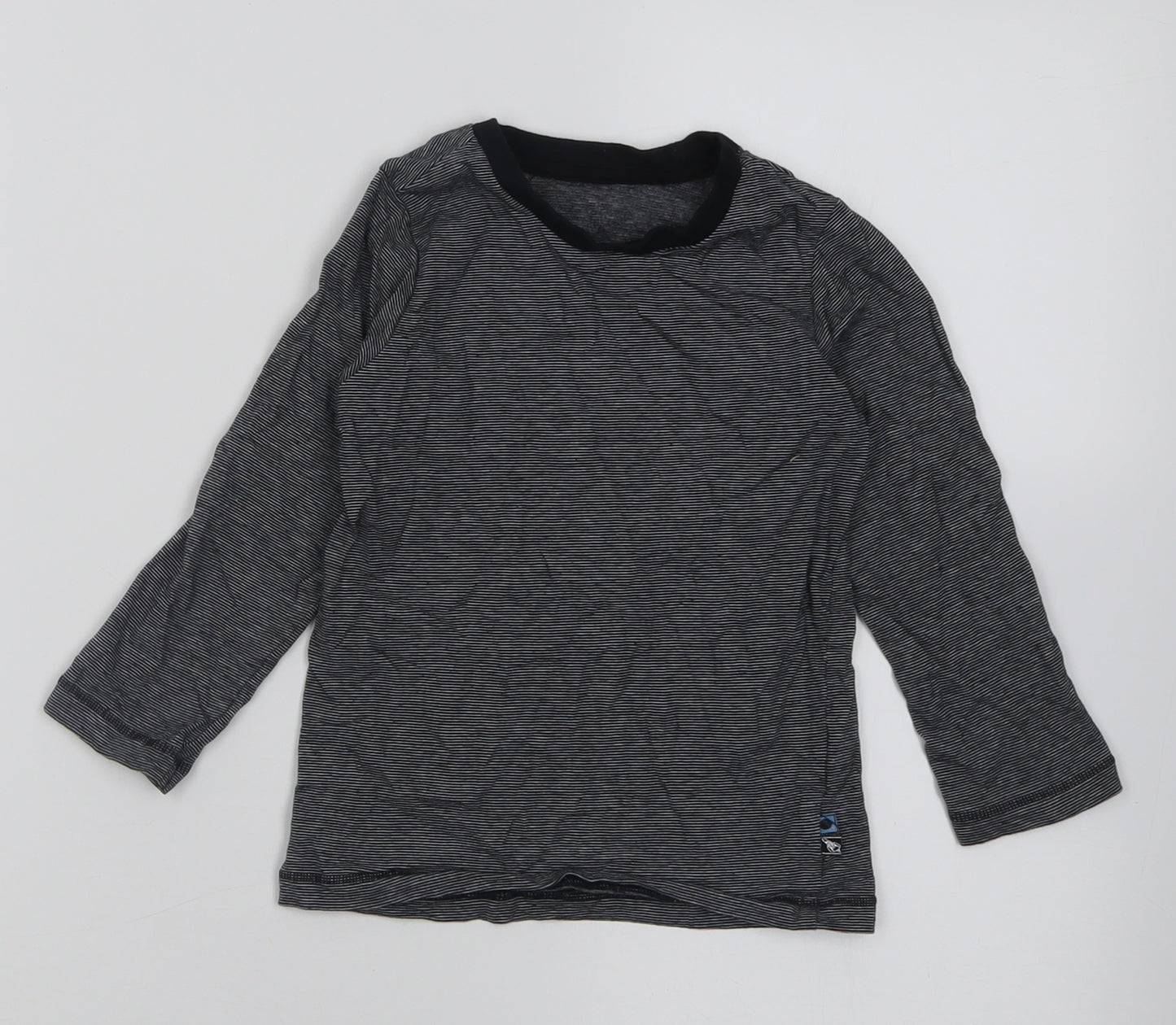 Matalan Boys Grey Striped Cotton Basic Casual Size 2-3 Years Crew Neck Pullover