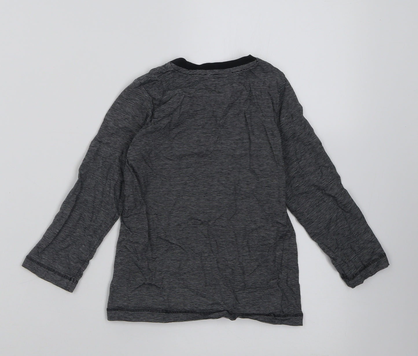 Matalan Boys Grey Striped Cotton Basic Casual Size 2-3 Years Crew Neck Pullover
