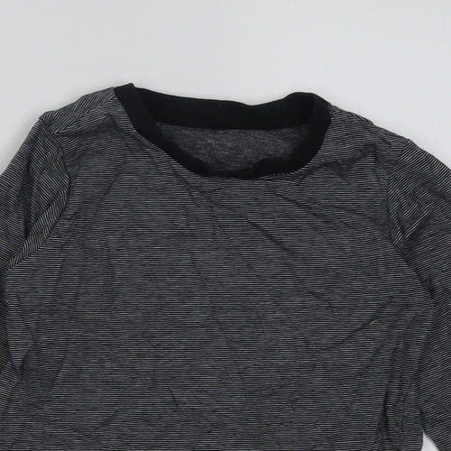 Matalan Boys Grey Striped Cotton Basic Casual Size 2-3 Years Crew Neck Pullover