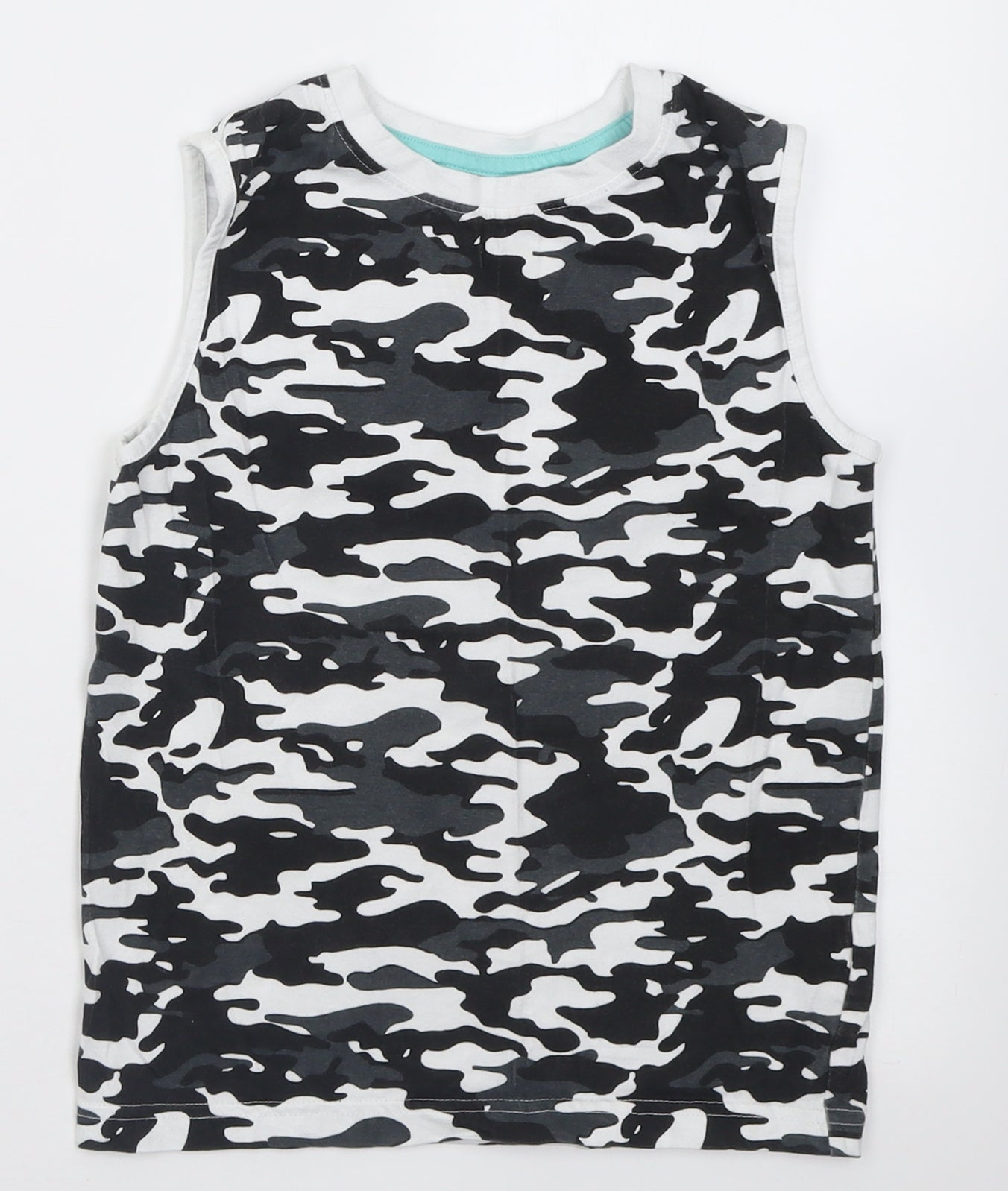 F&F Boys Black Camouflage Cotton Basic Tank Size 6-7 Years Crew Neck Pullover