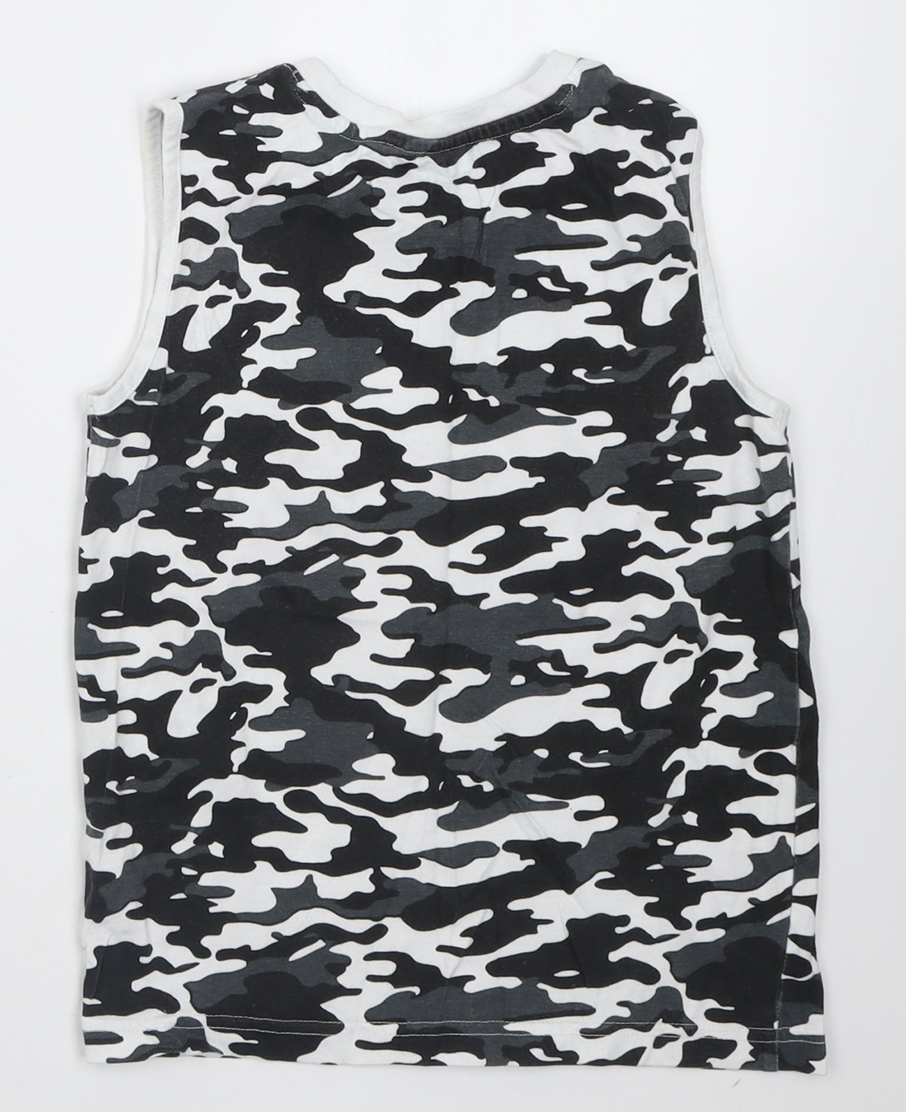 F&F Boys Black Camouflage Cotton Basic Tank Size 6-7 Years Crew Neck Pullover