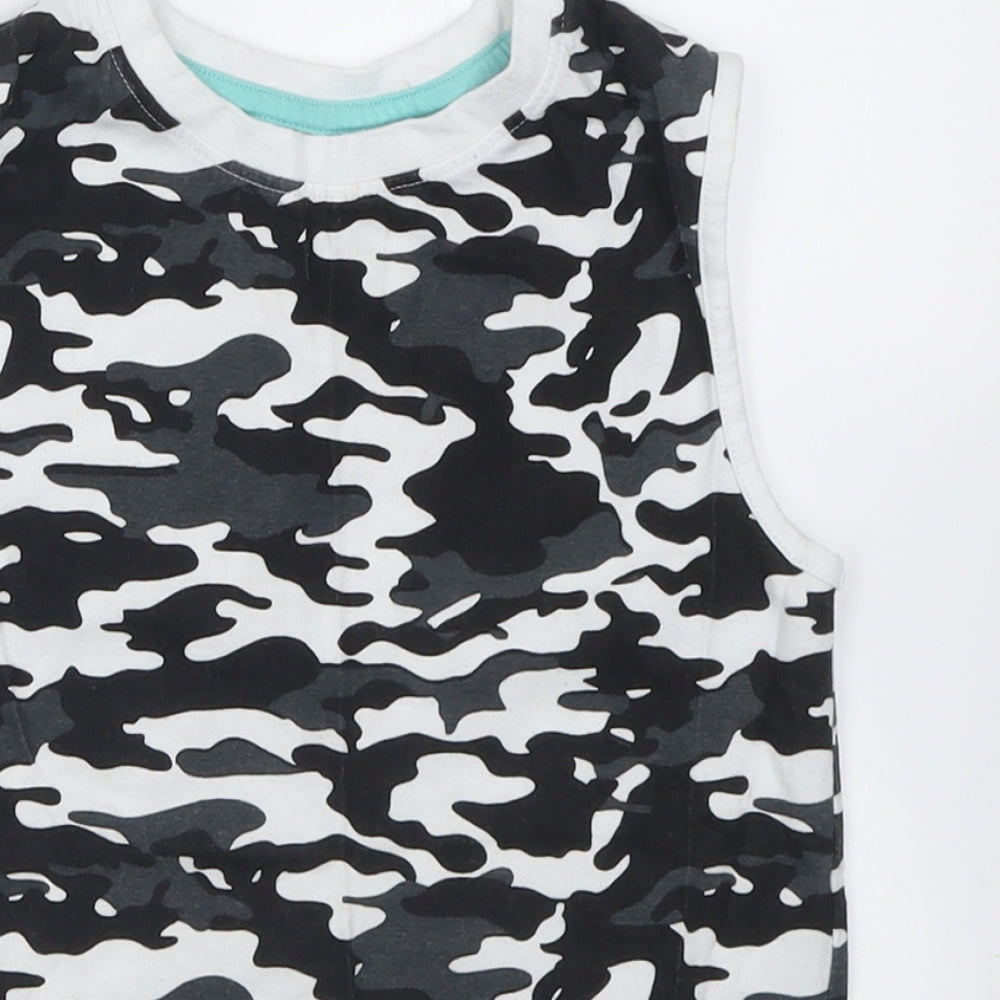 F&F Boys Black Camouflage Cotton Basic Tank Size 6-7 Years Crew Neck Pullover