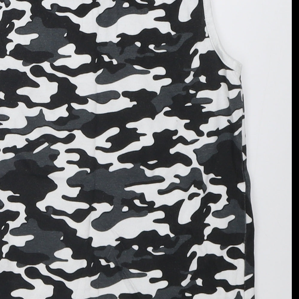 F&F Boys Black Camouflage Cotton Basic Tank Size 6-7 Years Crew Neck Pullover