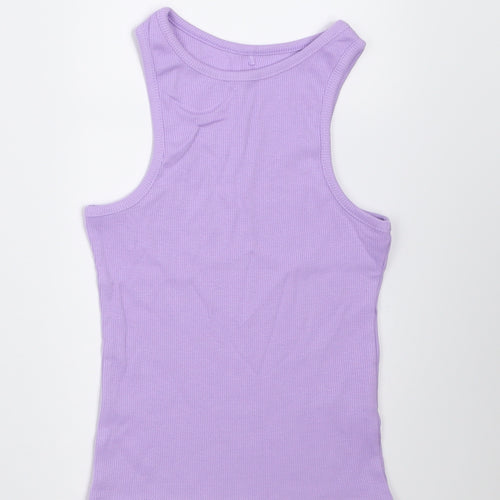 George Girls Purple  Cotton Basic Tank Size 5-6 Years Crew Neck Pullover - ribbed fabric
