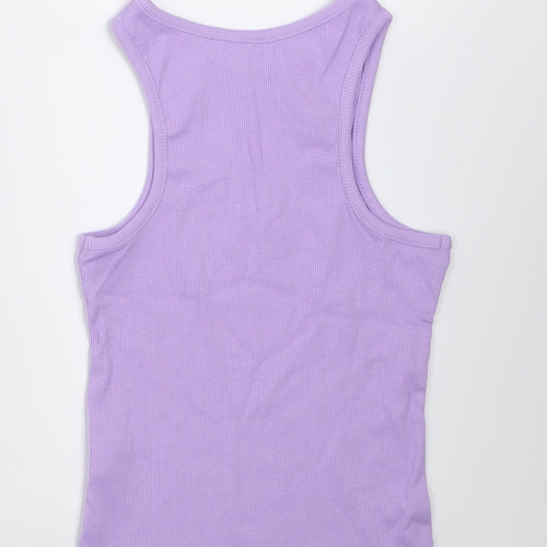 George Girls Purple  Cotton Basic Tank Size 5-6 Years Crew Neck Pullover - ribbed fabric