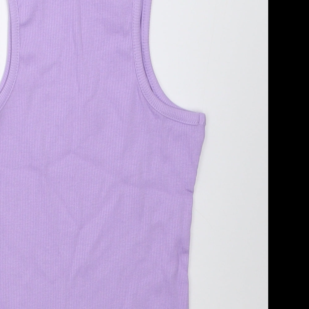 George Girls Purple  Cotton Basic Tank Size 5-6 Years Crew Neck Pullover - ribbed fabric