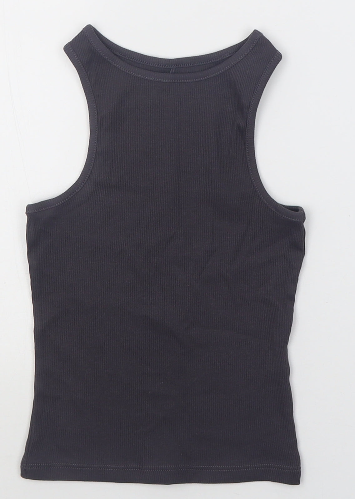 George Girls Grey  Cotton Basic Tank Size 5-6 Years Crew Neck Pullover - ribbed fabric