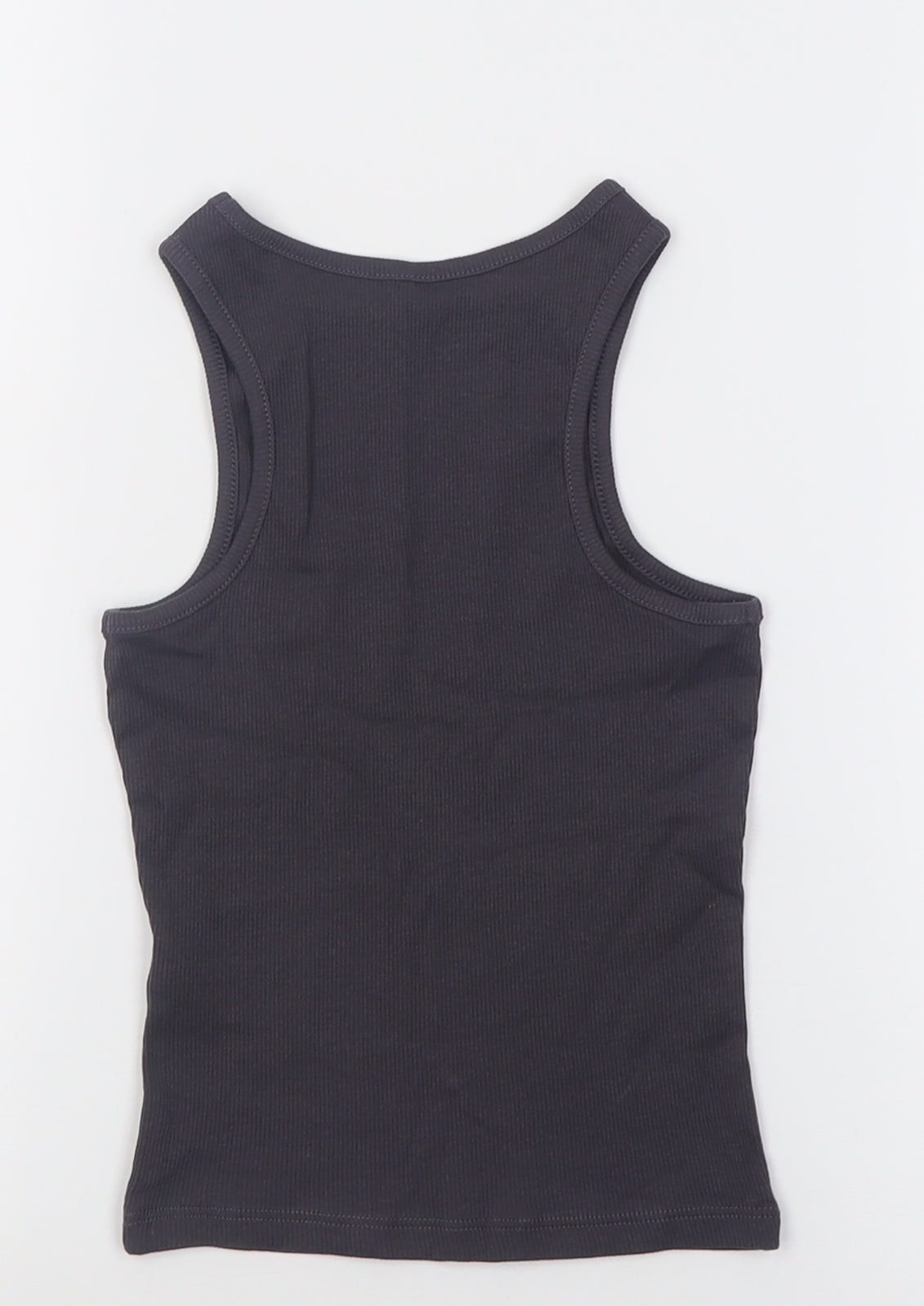 George Girls Grey  Cotton Basic Tank Size 5-6 Years Crew Neck Pullover - ribbed fabric