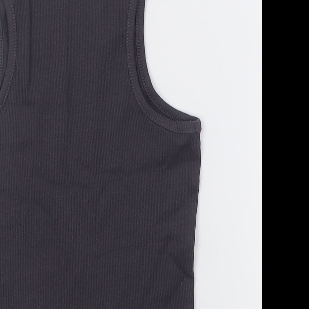 George Girls Grey  Cotton Basic Tank Size 5-6 Years Crew Neck Pullover - ribbed fabric