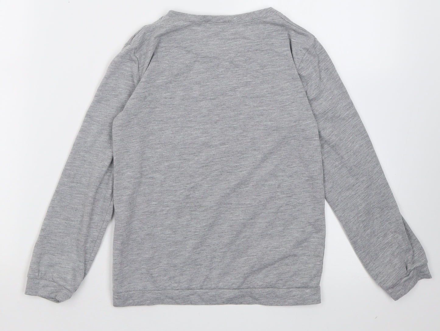 In the Style Girls Grey  Polyester Basic Casual Size 7-8 Years Crew Neck Pullover - Christmas