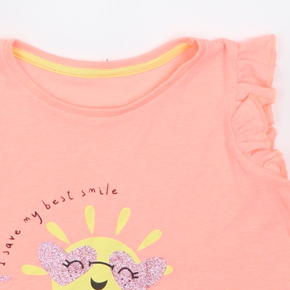 Matalan Girls Pink  Polyester Basic T-Shirt Size 18-24 Months Crew Neck Pullover - i save my best smile for daddy