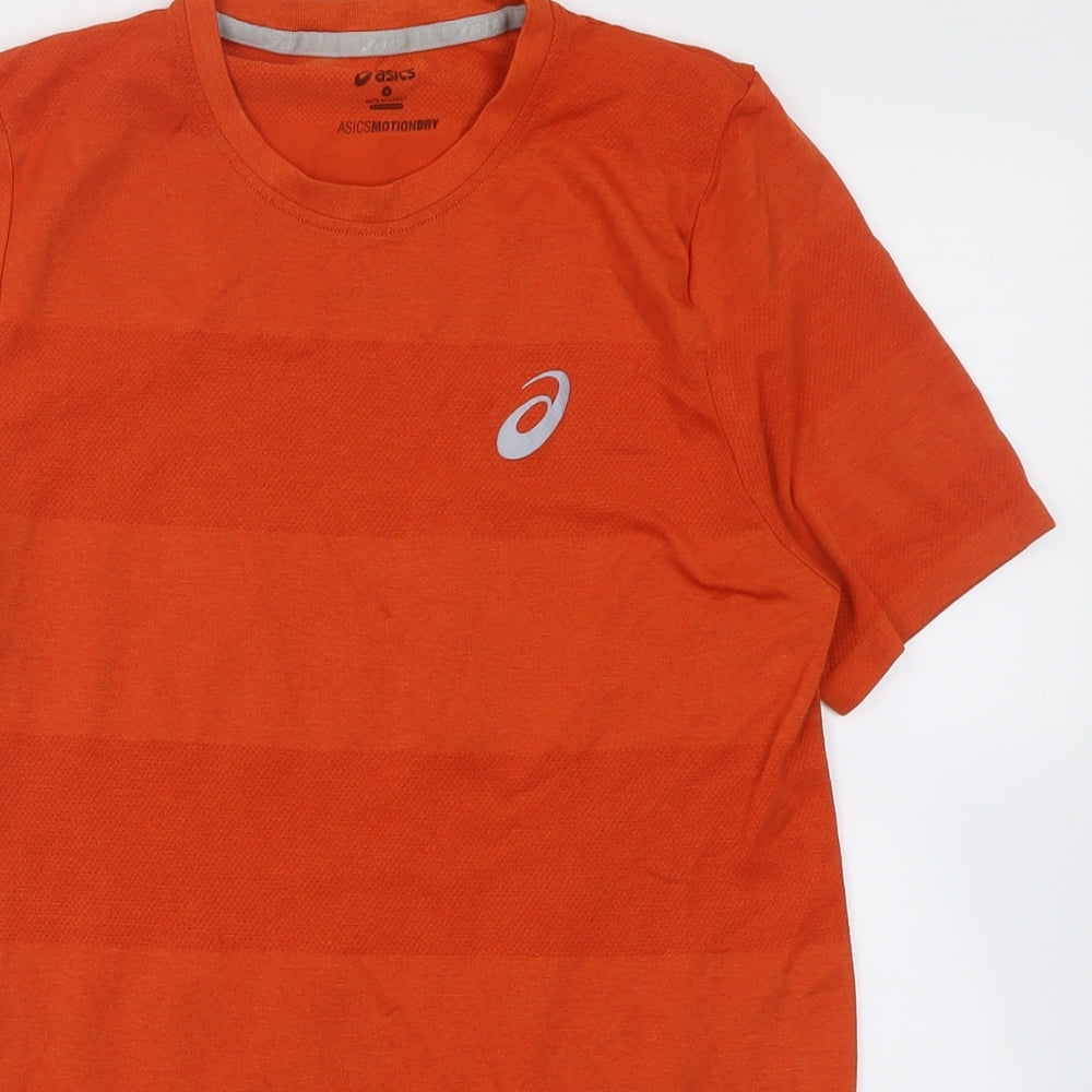 ASICS Mens Orange  Polyester Basic T-Shirt Size S Crew Neck Pullover