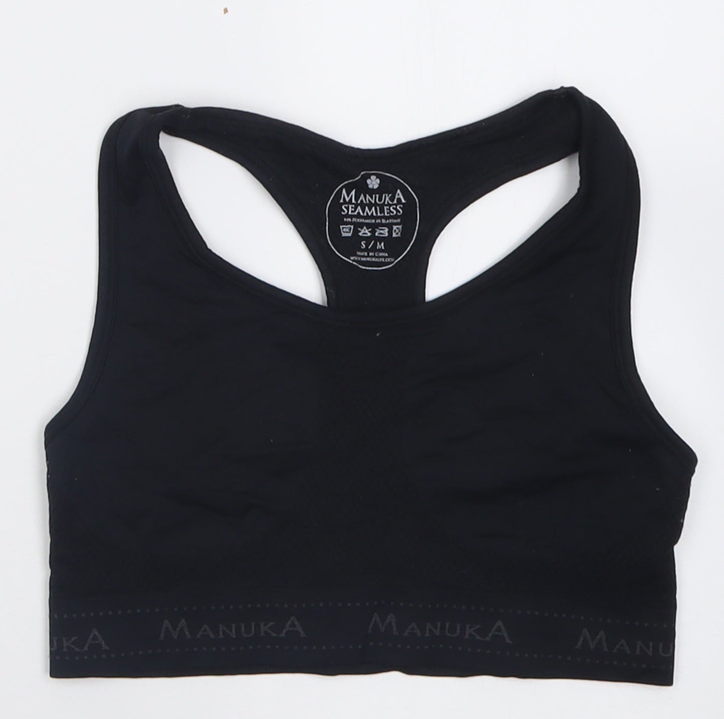 Manuka Womens Black  Polyamide Cropped Tank Size S Scoop Neck Pullover