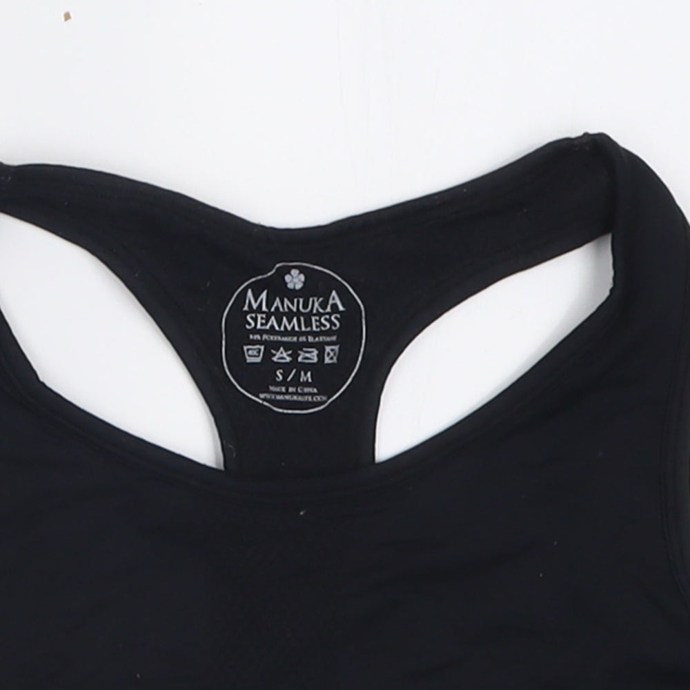 Manuka Womens Black  Polyamide Cropped Tank Size S Scoop Neck Pullover