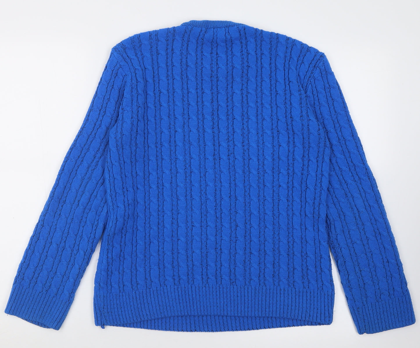 Chic me Womens Blue Crew Neck Geometric Acrylic Pullover Jumper Size M