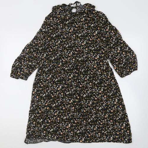 prmark Womens Black Floral Viscose A-Line  Size 10  Collared Tie
