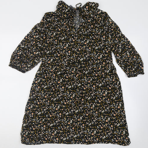prmark Womens Black Floral Viscose A-Line  Size 10  Collared Tie