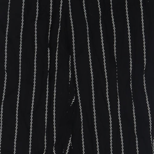H&M Womens Black Striped Viscose Trousers  Size 10 L26 in Regular