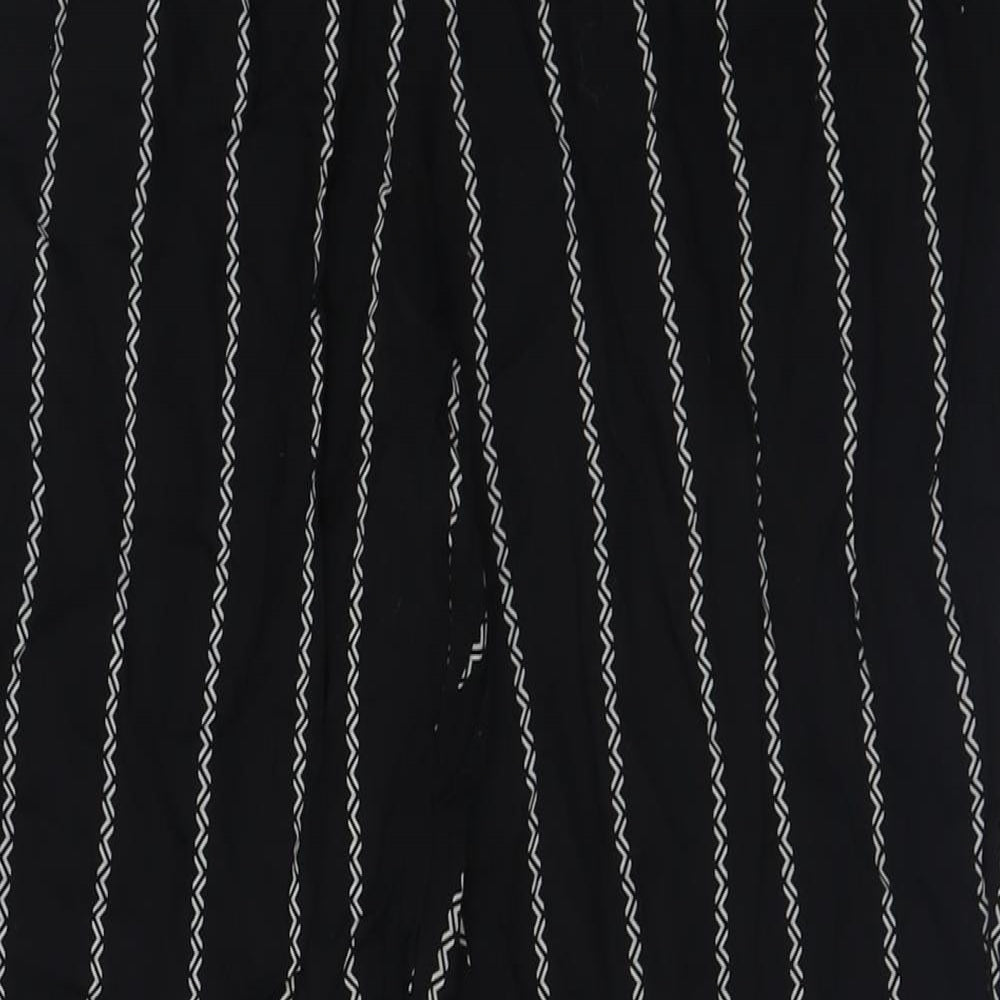 H&M Womens Black Striped Viscose Trousers  Size 10 L26 in Regular