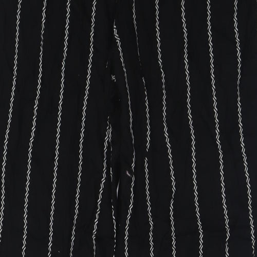 H&M Womens Black Striped Viscose Trousers  Size 10 L26 in Regular
