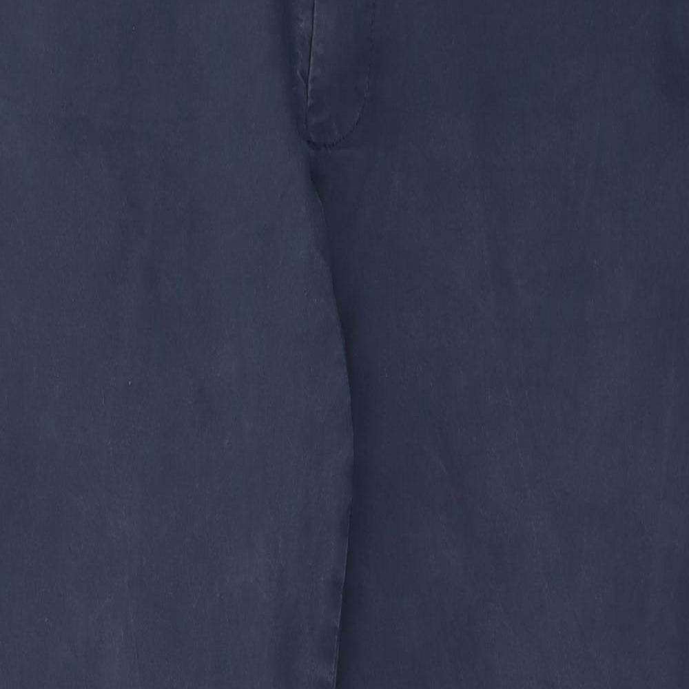 Marks and Spencer Mens Blue  Cotton Chino Trousers Size 38 L31 in Regular Button