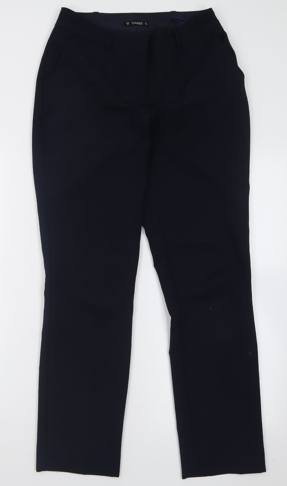 Dunnes Stores Womens Blue  Polyester Trousers  Size 8 L28 in Regular Hook & Eye