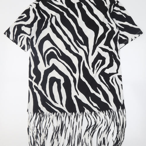 monkl Womens White Animal Print Cotton T-Shirt Dress  Size S  Crew Neck Pullover