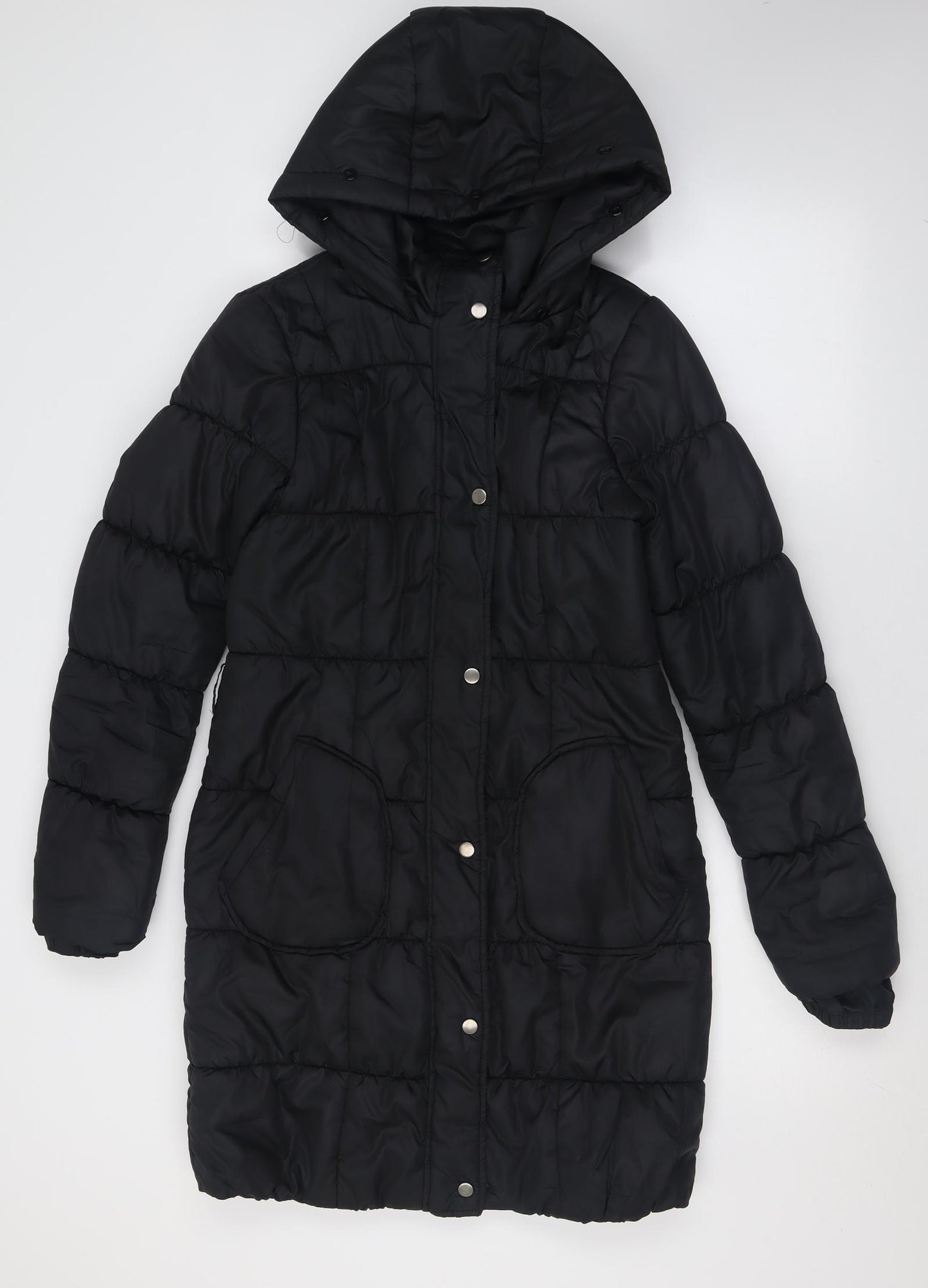 VILA Womens Black   Overcoat Coat Size M  Zip