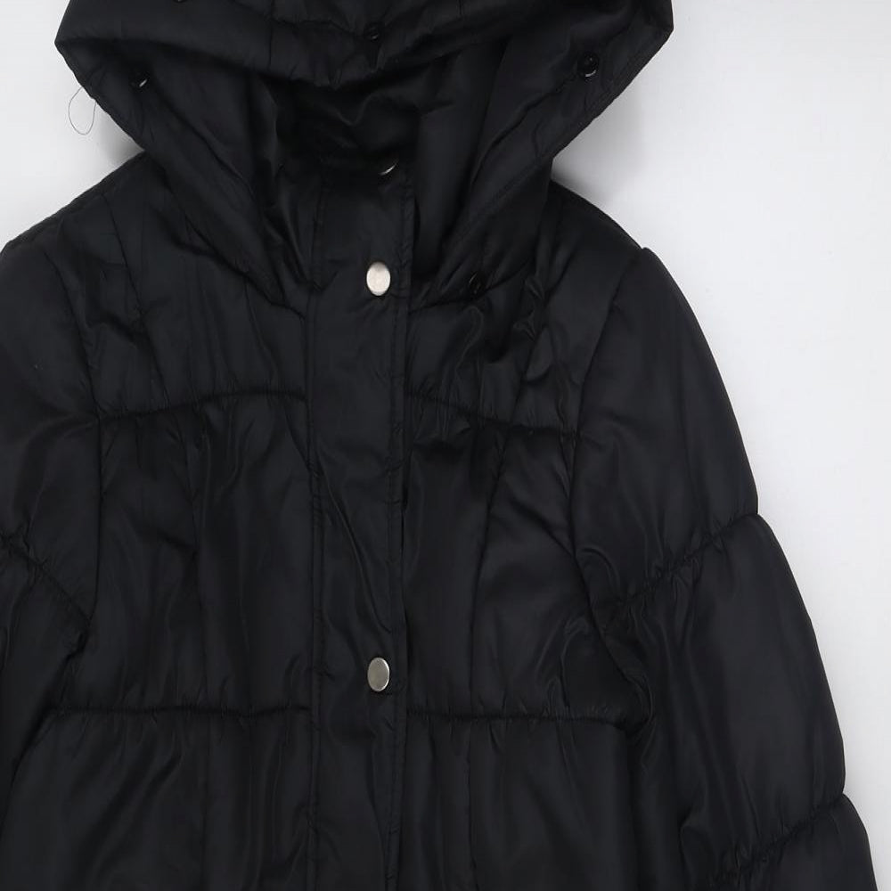 VILA Womens Black   Overcoat Coat Size M  Zip