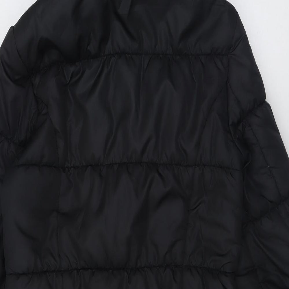 VILA Womens Black   Overcoat Coat Size M  Zip
