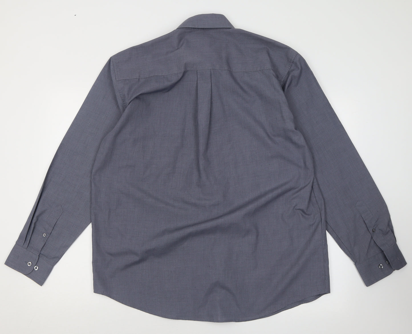 M2M Mens Grey  Polyester  Button-Up Size L Collared Button