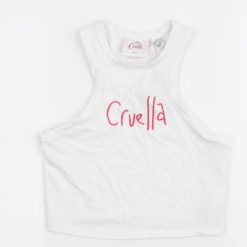 Disney Womens White  Cotton Cropped Tank Size XS Round Neck - Cruella