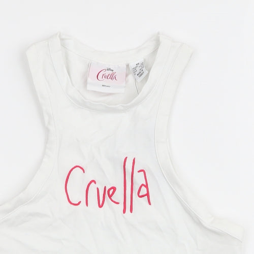 Disney Womens White  Cotton Cropped Tank Size XS Round Neck - Cruella