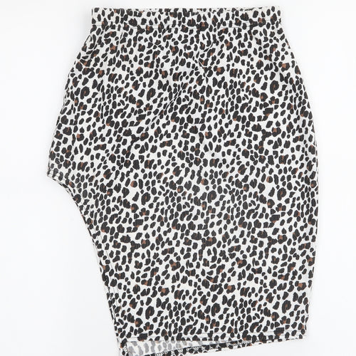 PRETTYLITTLETHING Womens Multicoloured Animal Print Polyester Mini Skirt Size 8