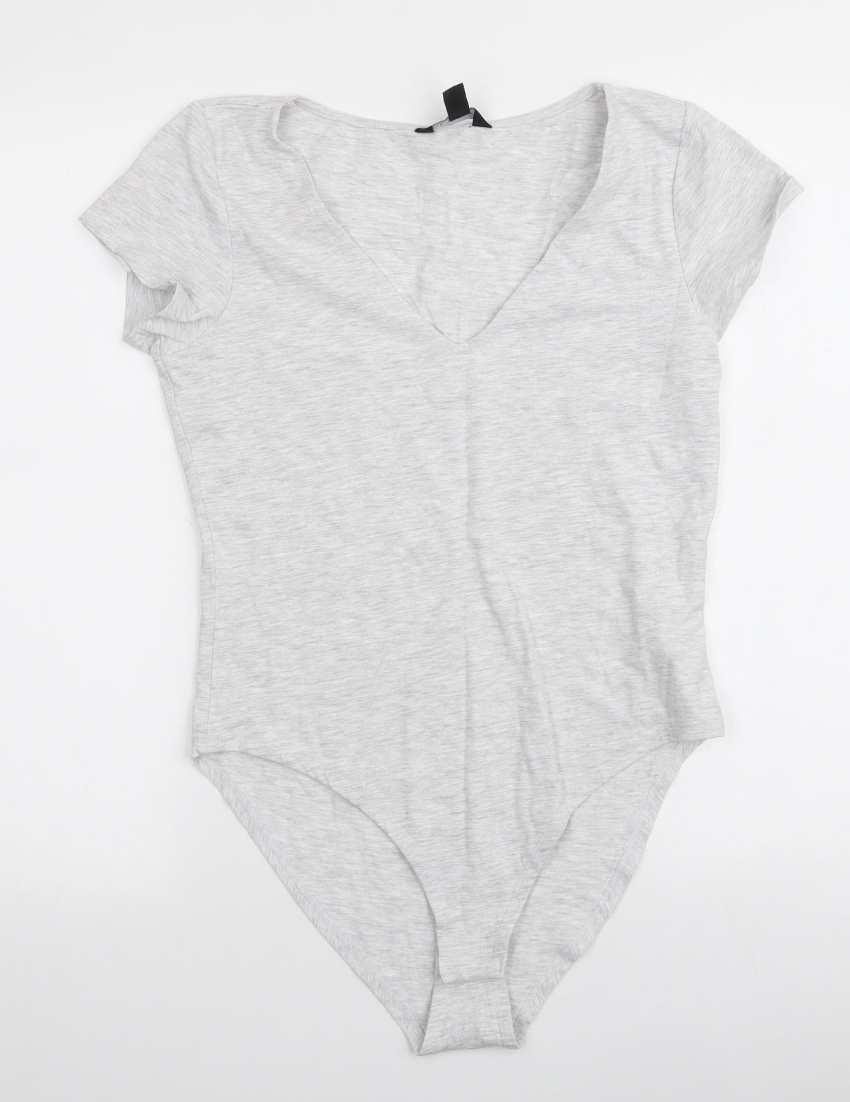 New Look Womens Grey  Cotton Bodysuit One-Piece Size 14  Snap