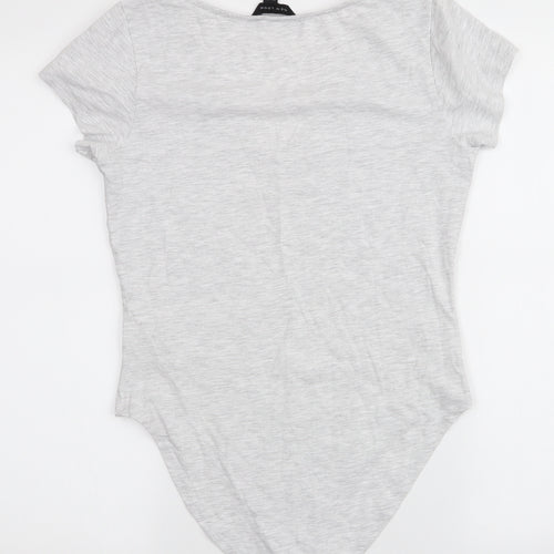 New Look Womens Grey  Cotton Bodysuit One-Piece Size 14  Snap