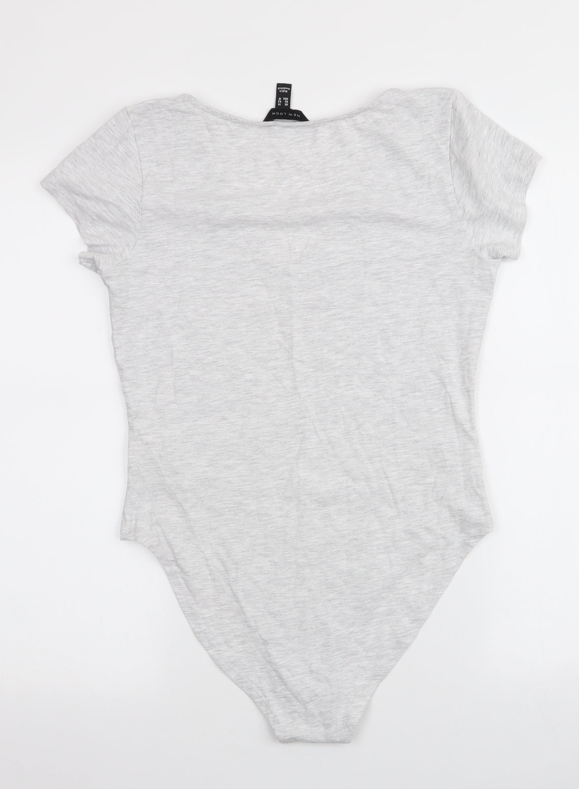 New Look Womens Grey  Cotton Bodysuit One-Piece Size 14  Snap