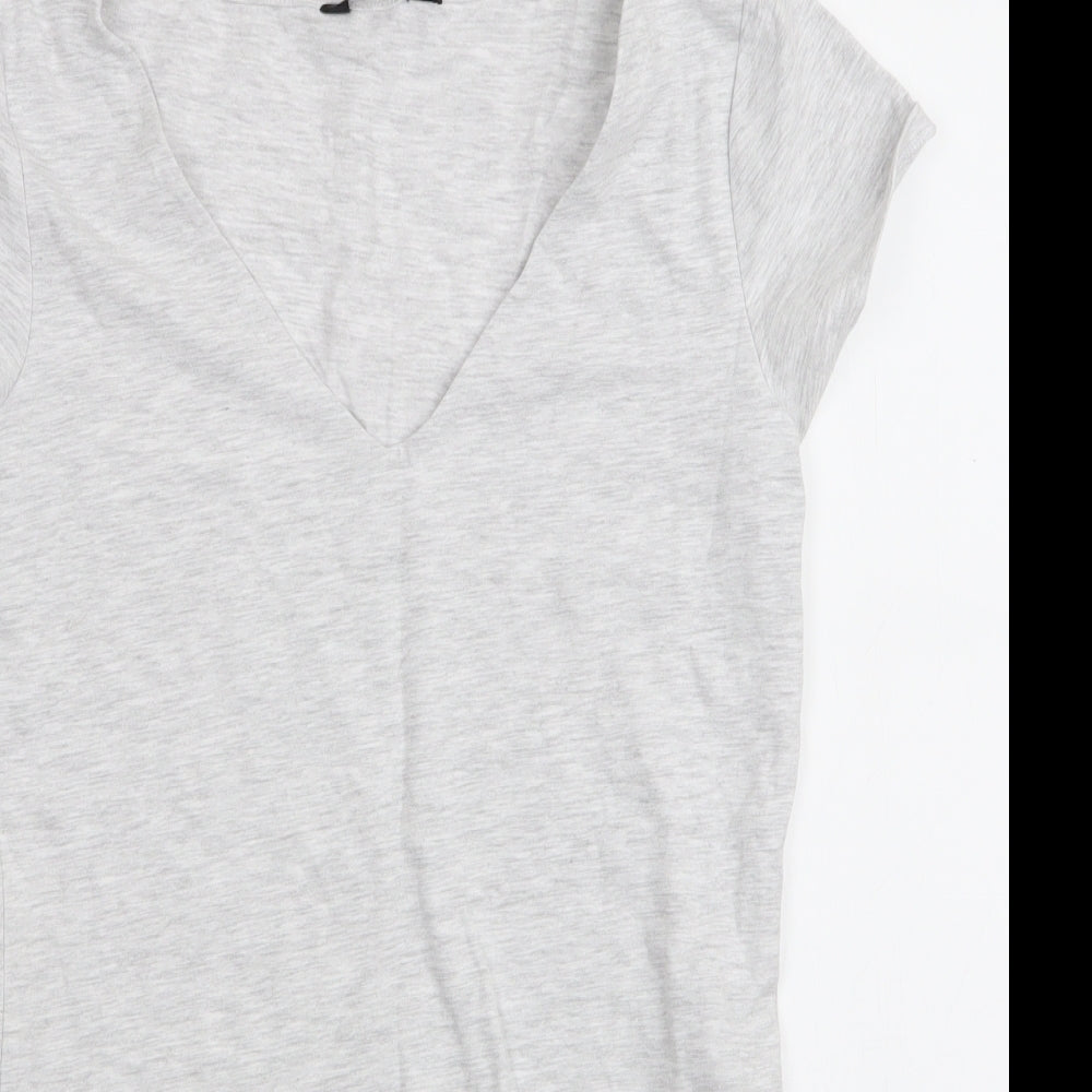 New Look Womens Grey  Cotton Bodysuit One-Piece Size 14  Snap