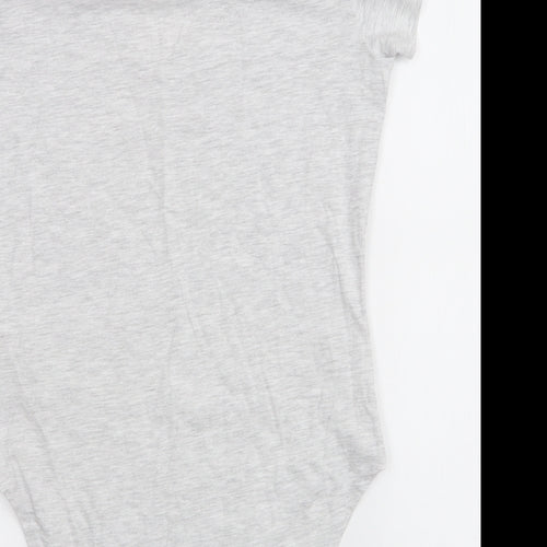 New Look Womens Grey  Cotton Bodysuit One-Piece Size 14  Snap