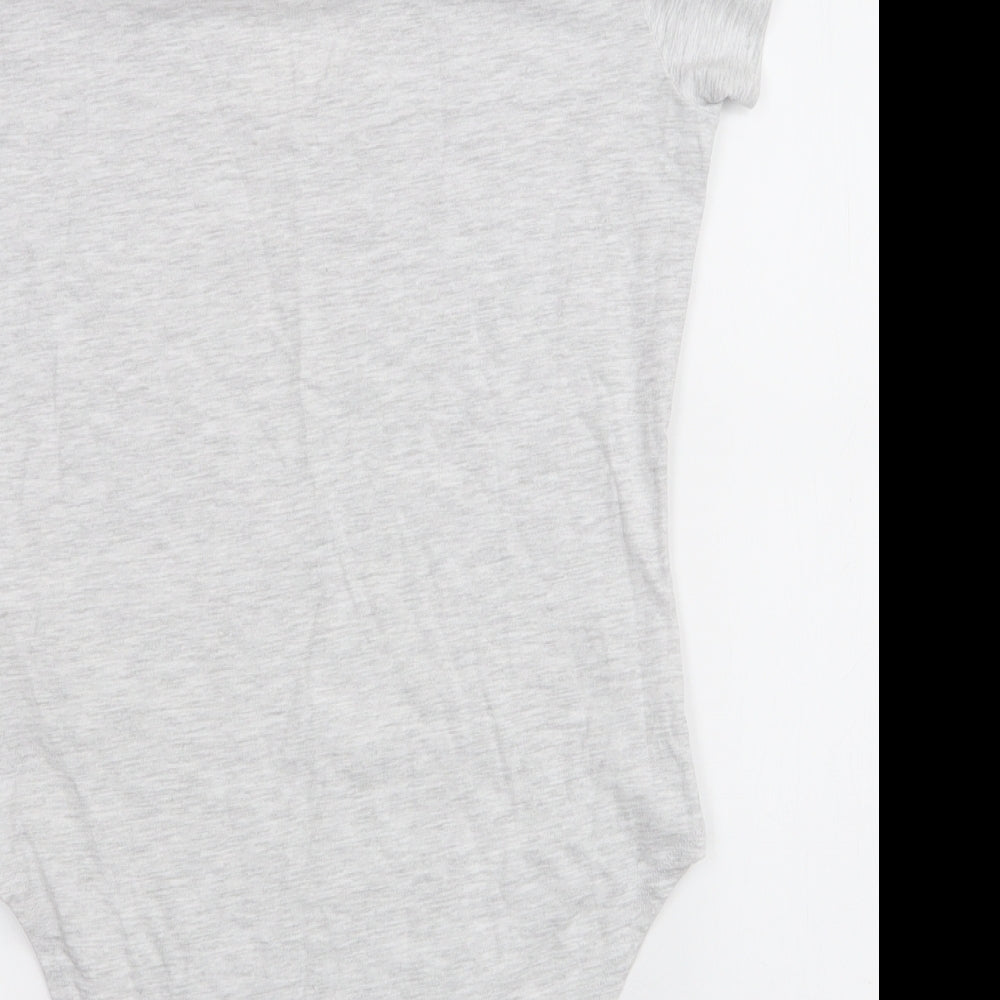 New Look Womens Grey  Cotton Bodysuit One-Piece Size 14  Snap
