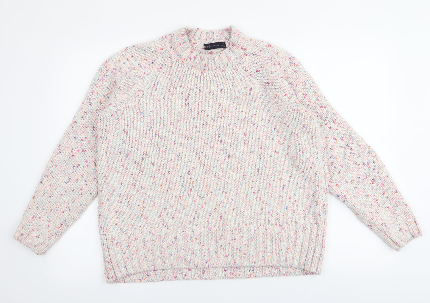 Marks and Spencer Womens Ivory High Neck  Acrylic Pullover Jumper Size 12