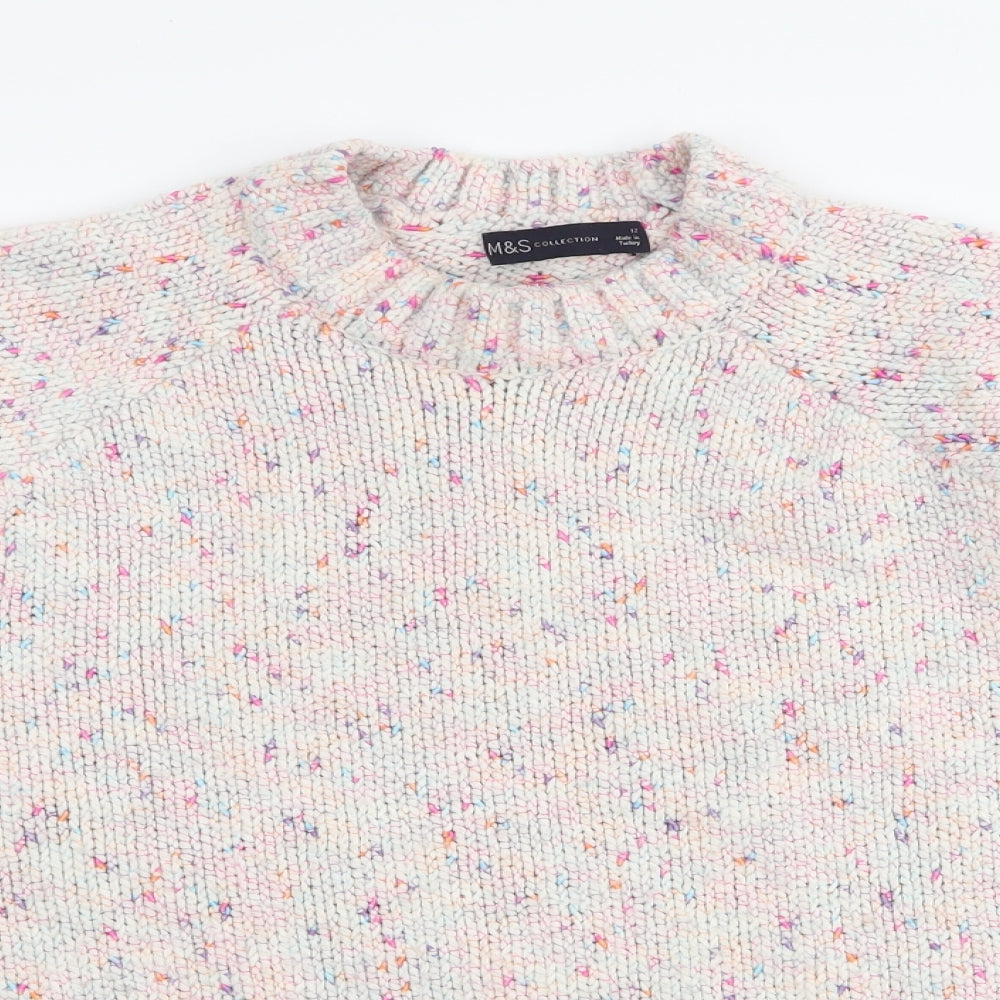 Marks and Spencer Womens Ivory High Neck  Acrylic Pullover Jumper Size 12