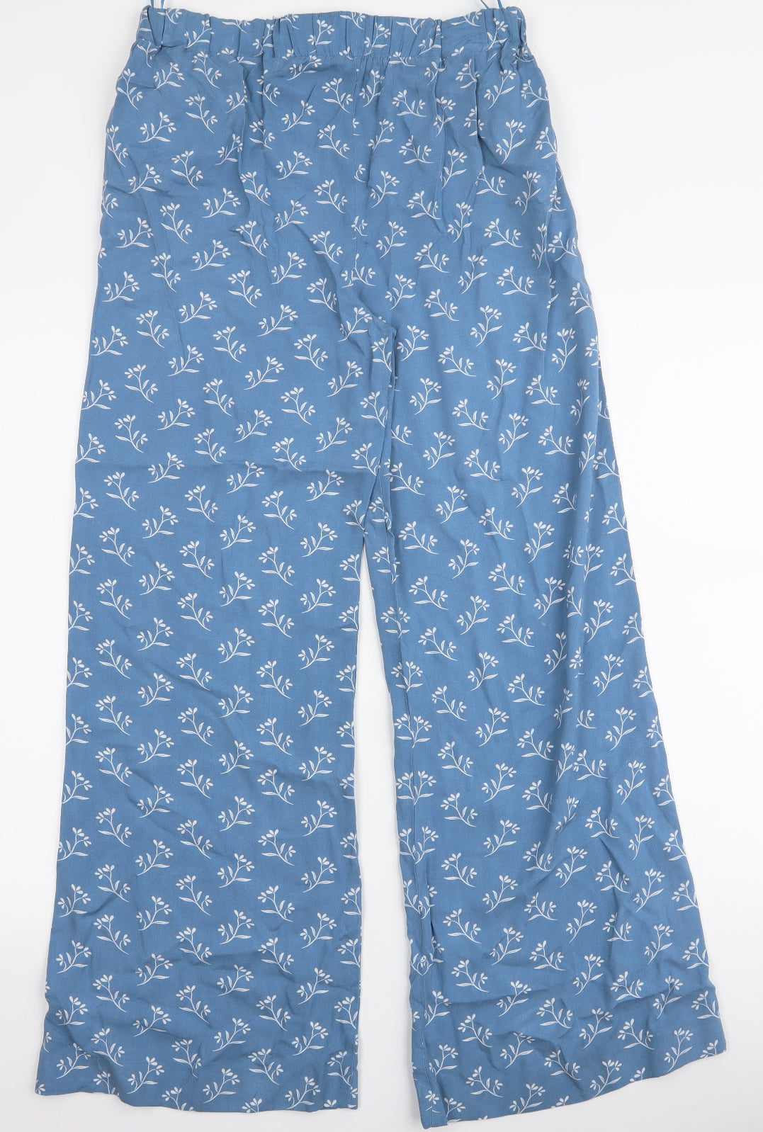 New Look Womens Blue Floral Viscose Trousers  Size 8 L29 in Regular Drawstring