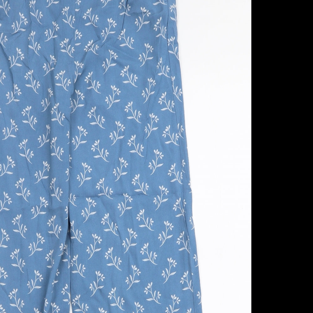 New Look Womens Blue Floral Viscose Trousers  Size 8 L29 in Regular Drawstring