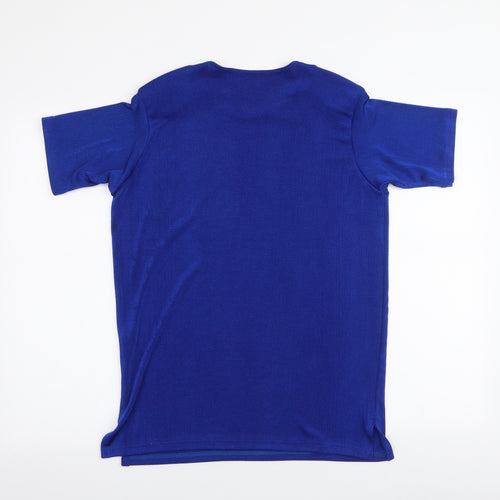 Preworn Womens Blue Polka Dot Polyester Basic T-Shirt Size S Round Neck